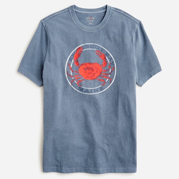 J.Crew Men Vintage-wash cotton crab graphic T-shirt Top Size Medium - Picture 1 of 4